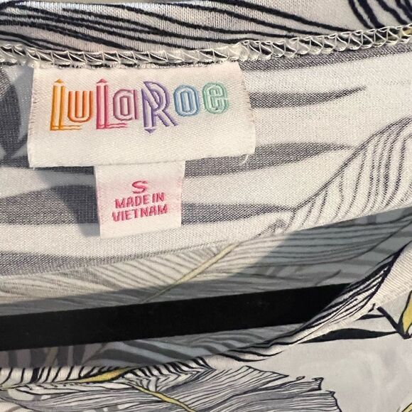 Lularoe Maria Dress Maxi White Black Palms Tropic Hawaiian - Picture 6 of 9